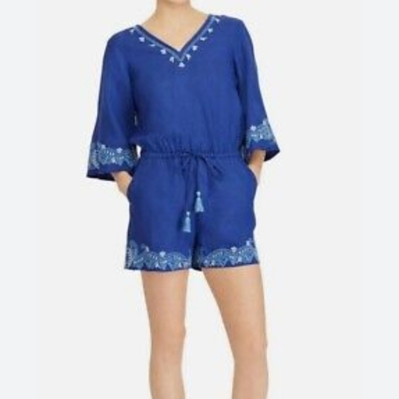 Lauren Ralph Lauren Embroidered Linen Romper
